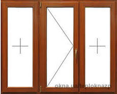 Окно профиль WDS 400, в двухсторонней ламинации золотой дуб, 4 камеры стеклопакет 24 мм (два стекла)